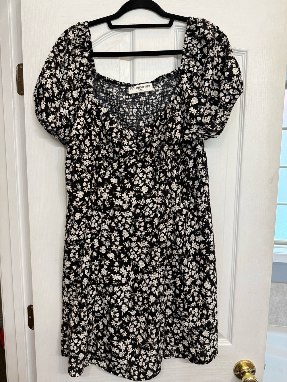 No Boundaries Black and White Floral Smocked Dress